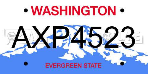 AXP4523 Washington License Plate