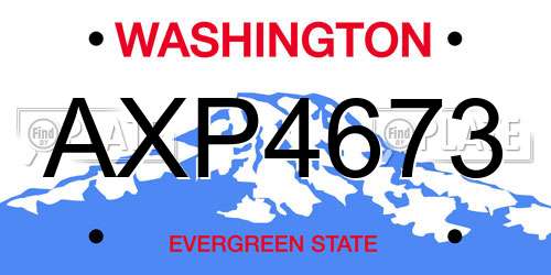 AXP4673 Washington License Plate