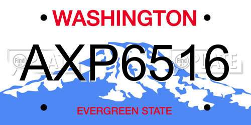 AXP6516 Washington License Plate