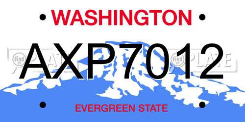 AXP7012 Washington License Plate