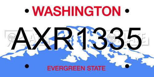 AXR1335 Washington License Plate