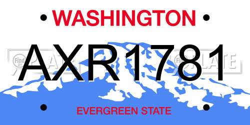 AXR1781 Washington License Plate