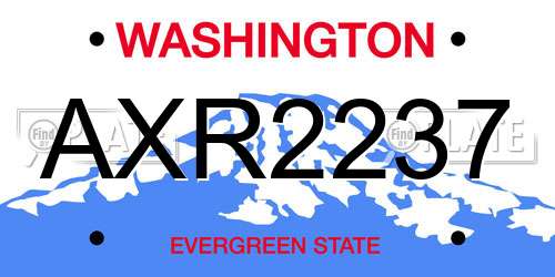 AXR2237 Washington License Plate