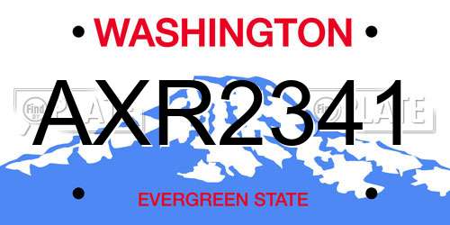 AXR2341 Washington License Plate