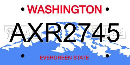 AXR2745 Washington License Plate