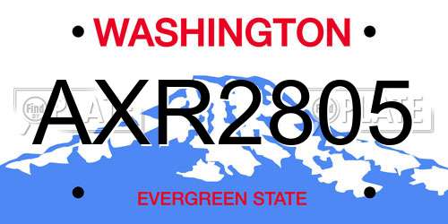 AXR2805 Washington License Plate