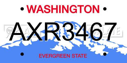 AXR3467 Washington License Plate