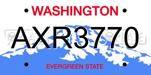 AXR3770 Washington License Plate