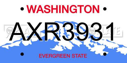 AXR3931 Washington License Plate