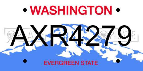 AXR4279 Washington License Plate