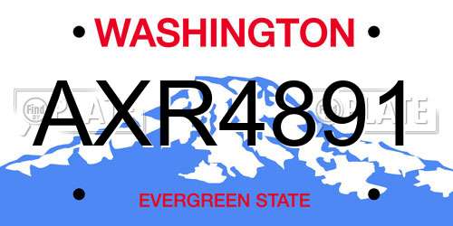 AXR4891 Washington License Plate