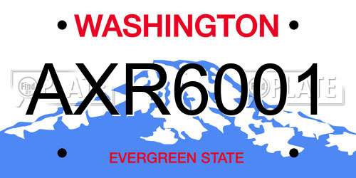 AXR6001 Washington License Plate