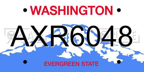 AXR6048 Washington License Plate
