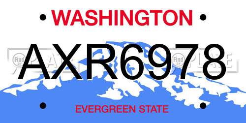 AXR6978 Washington License Plate