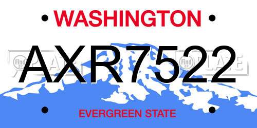 AXR7522 Washington License Plate