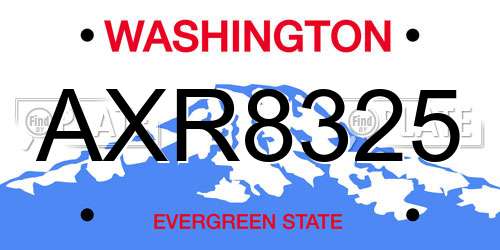 AXR8325 Washington License Plate