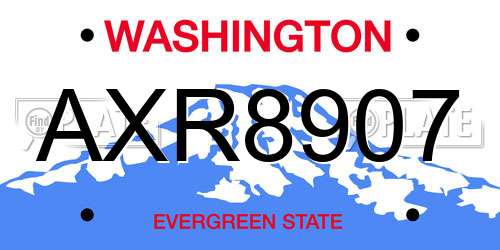 AXR8907 Washington License Plate