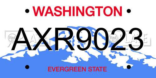 AXR9023 Washington License Plate