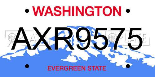 AXR9575 Washington License Plate