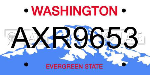 AXR9653 Washington License Plate