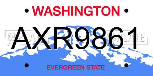 AXR9861 Washington License Plate