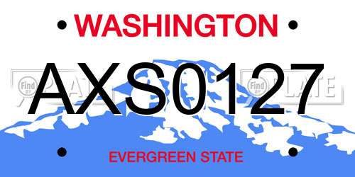 AXS0127 Washington License Plate