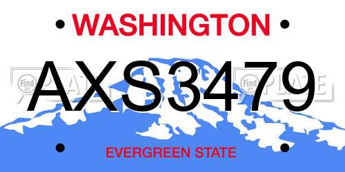 AXS3479 Washington License Plate