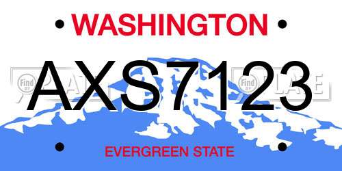 AXS7123 Washington License Plate