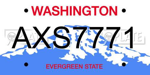 AXS7771 Washington License Plate