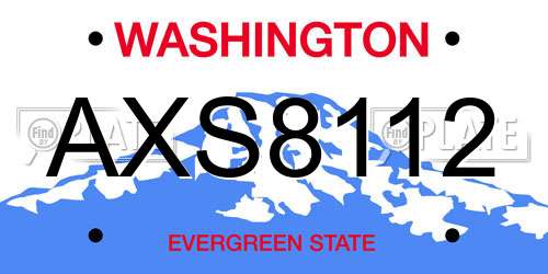 AXS8112 Washington License Plate