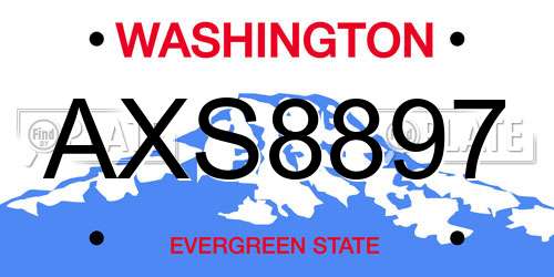 AXS8897 Washington License Plate