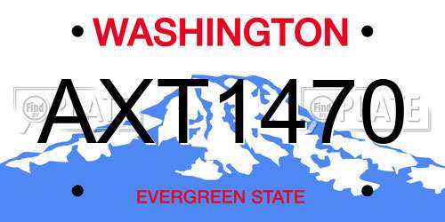 AXT1470 Washington License Plate