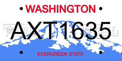 AXT1635 Washington License Plate