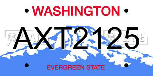 AXT2125 Washington License Plate