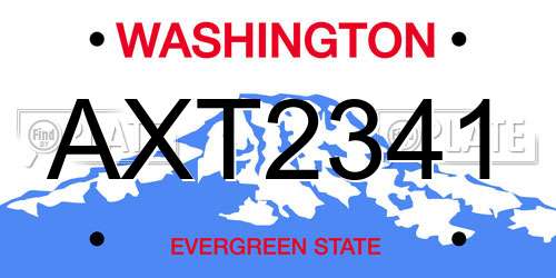 AXT2341 Washington License Plate