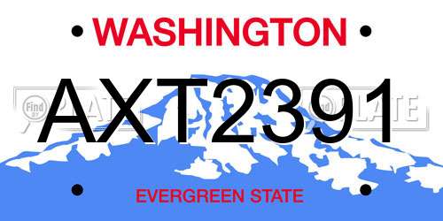 AXT2391 Washington License Plate
