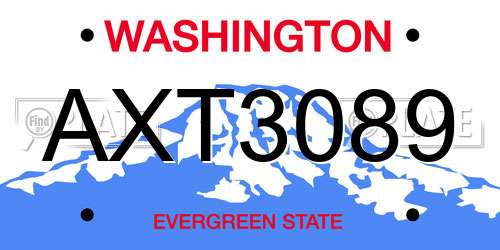 AXT3089 Washington License Plate