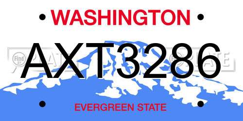 AXT3286 Washington License Plate