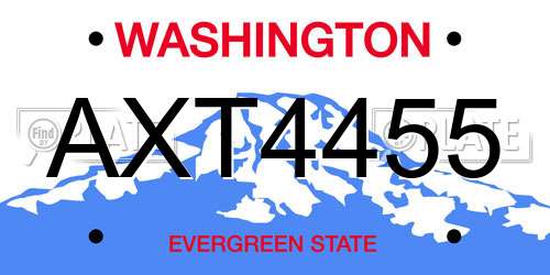 AXT4455 Washington License Plate