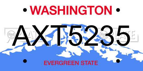 AXT5235 Washington License Plate
