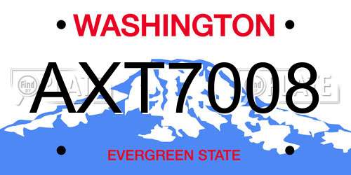 AXT7008 Washington License Plate