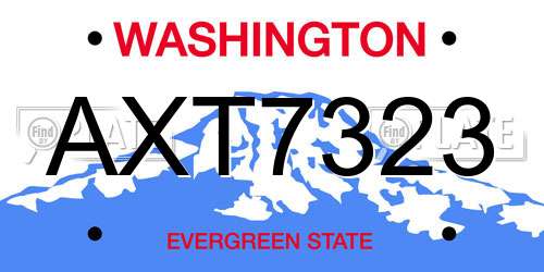 AXT7323 Washington License Plate