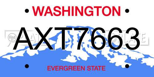 AXT7663 Washington License Plate