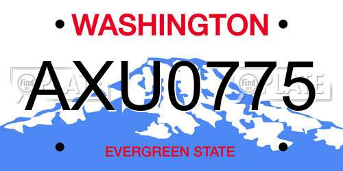 AXU0775 Washington License Plate