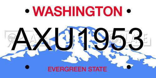 AXU1953 Washington License Plate
