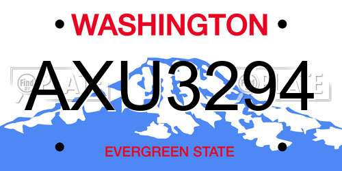 AXU3294 Washington License Plate