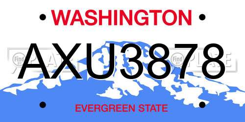 AXU3878 Washington License Plate