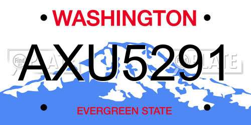 AXU5291 Washington License Plate