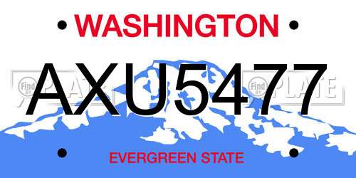 AXU5477 Washington License Plate