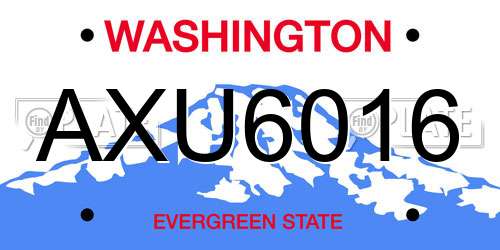AXU6016 Washington License Plate